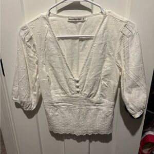 Abercrombie & Fitch Cream Embroidered Blouse
